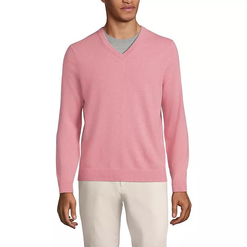 Men's Lands' End Fine-Gauge Cashmere V-neck Sweater, Size: Large, Fresh Red Product Image