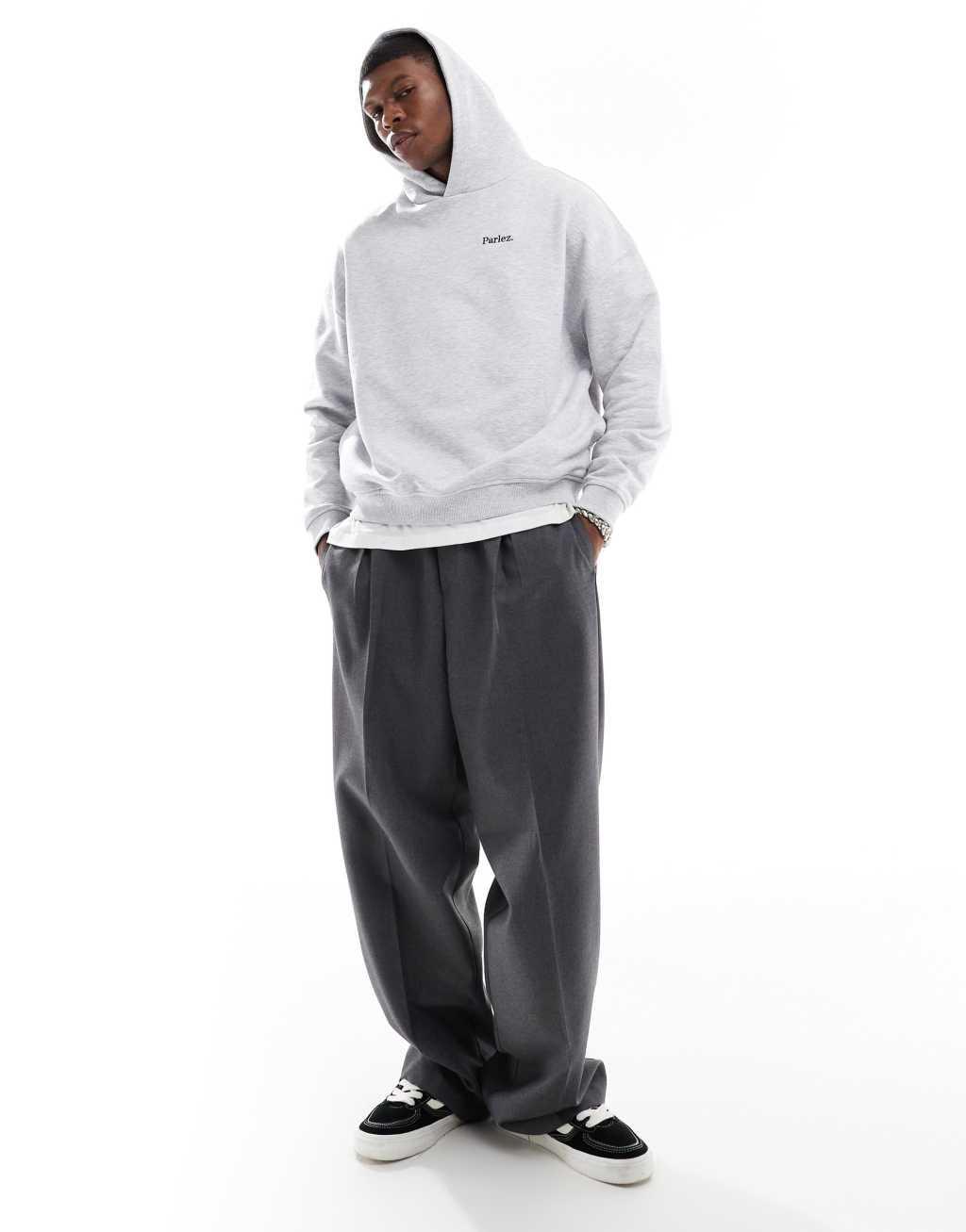Parlez Amos logo hoodie in light gray Product Image