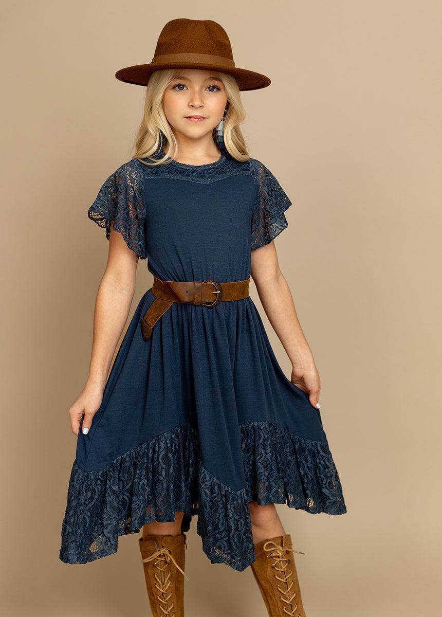Nemia Dress in Navy Girls Product Image