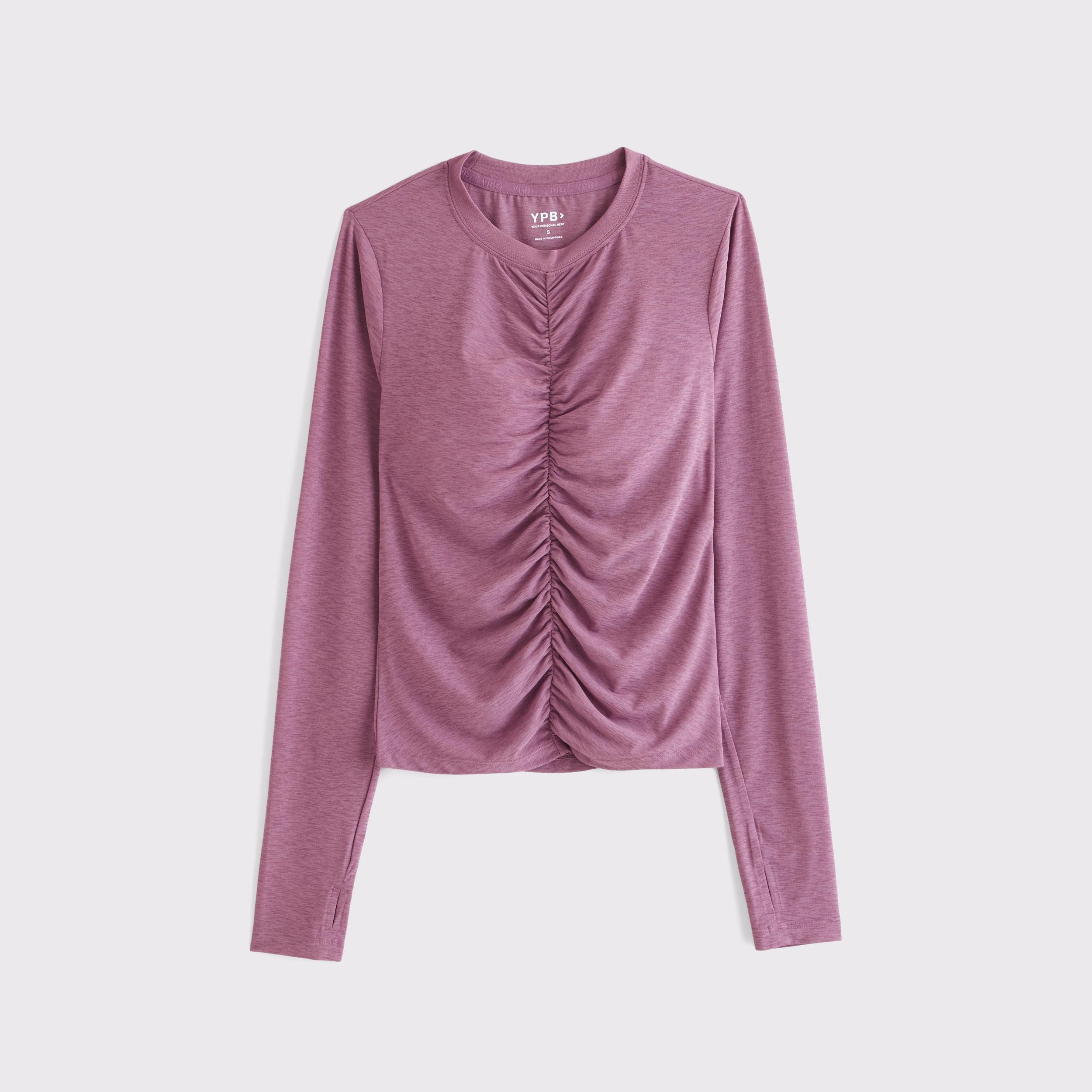 YPB Active Featherweight Long-Sleeve Ruched Tee Product Image
