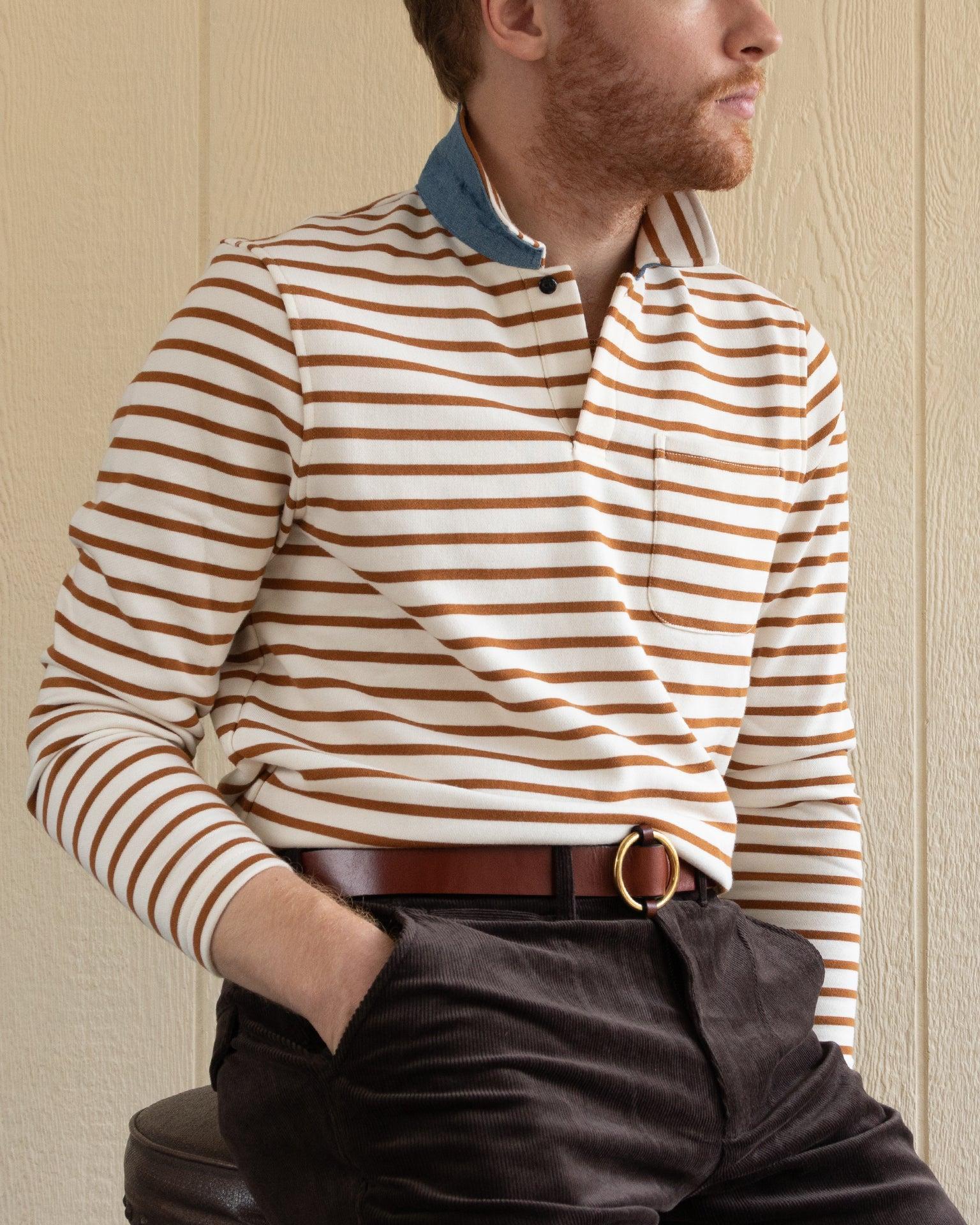 Acadia Polo in Cream/Acorn Loopback Terry Product Image