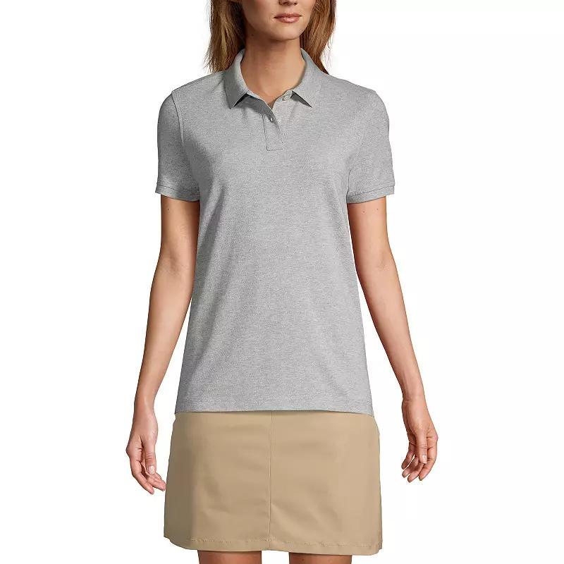 Womens Lands End School Uniform Short Sleeve Mesh Polo Shirt Classic Blue Product Image