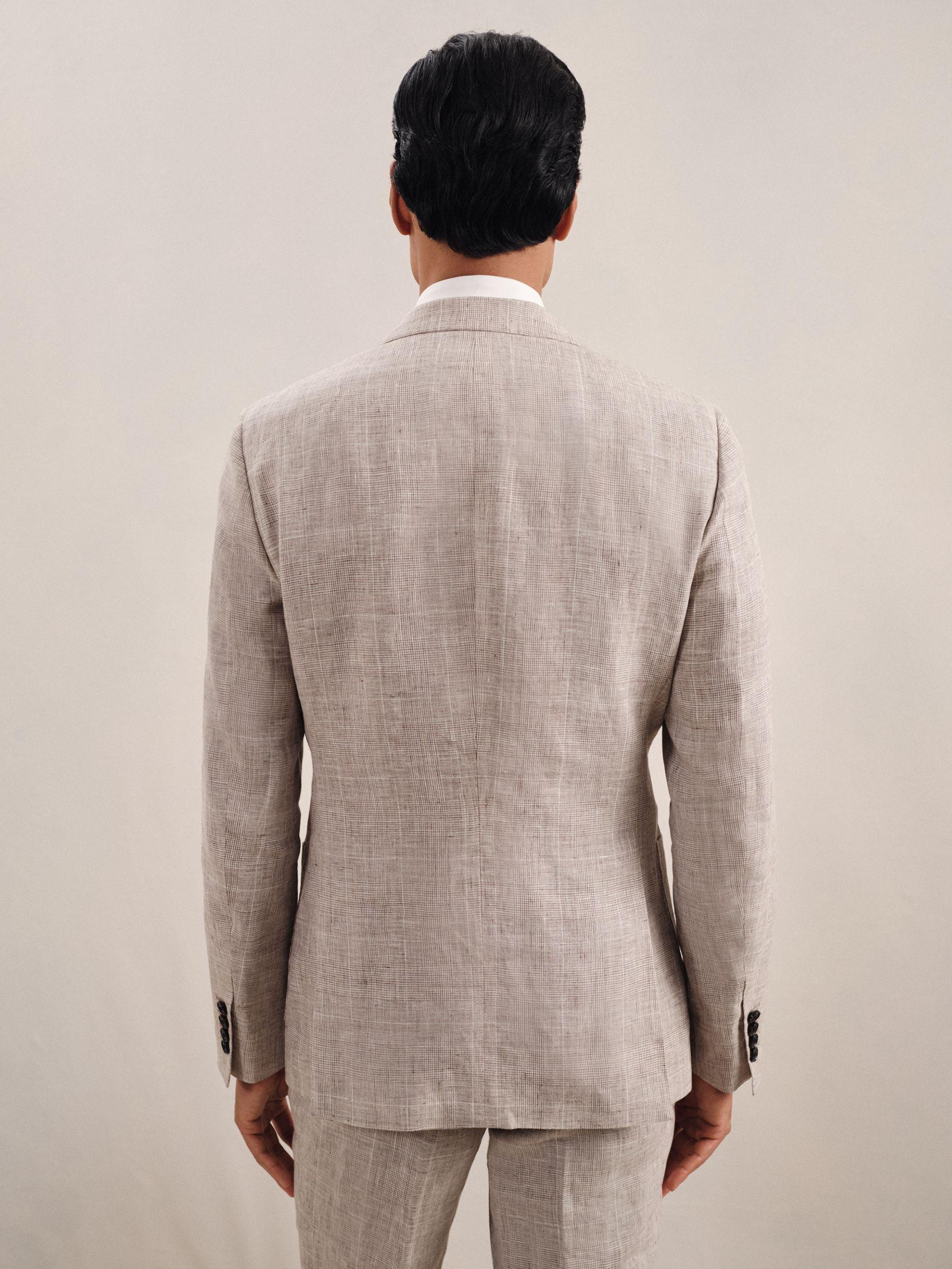 Slim-Fit Pinstripe Suit Trousers in Oatmeal/White Product Image