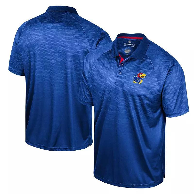 Men's Colosseum Royal Kansas Jayhawks Honeycomb Raglan Polo, Size: XL, Blue Product Image