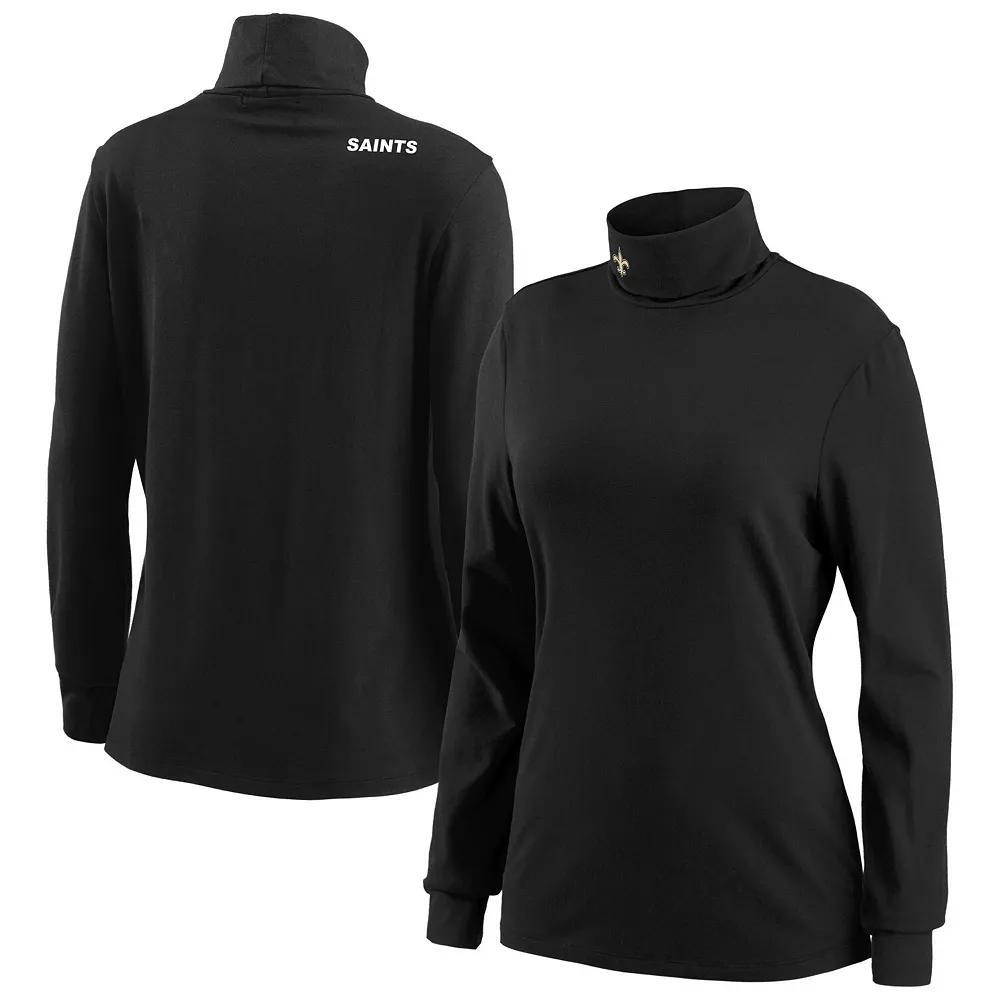 Women's WEAR by Erin Andrews Black New Orleans Saints Long Sleeve Tri-Blend Turtleneck T-Shirt, Size: Medium Product Image