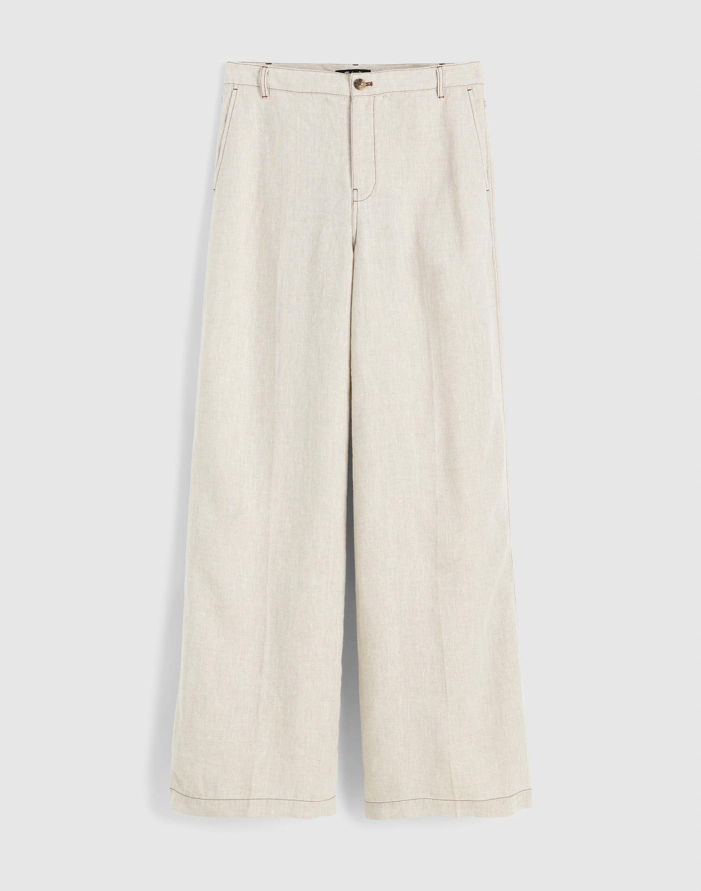 The Zoe Relaxed Wide Pant in 100% Linen Product Image
