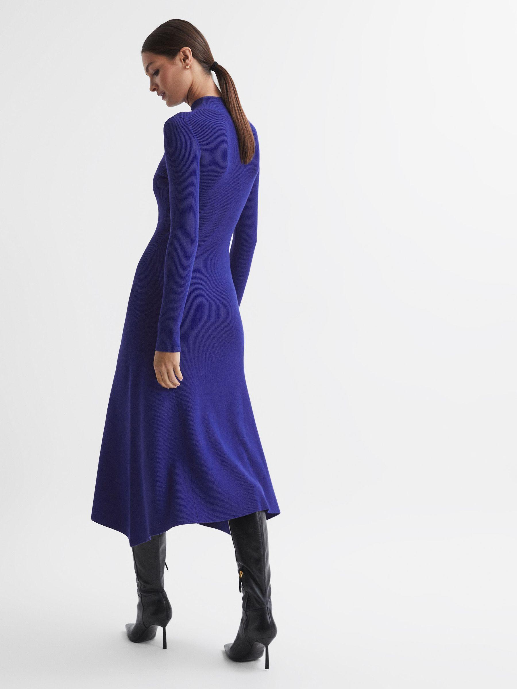 Knitted Bodycon Midi Dress in Blue Product Image
