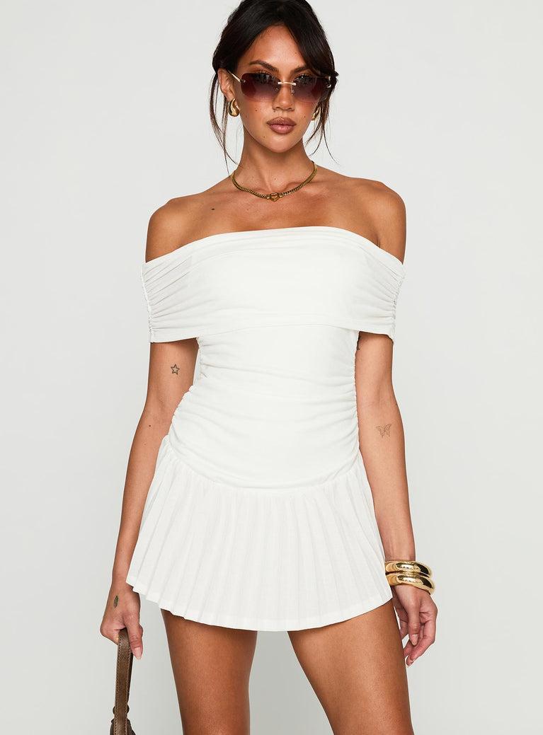 Lucianne Off The Shoulder Mini Dress White Product Image
