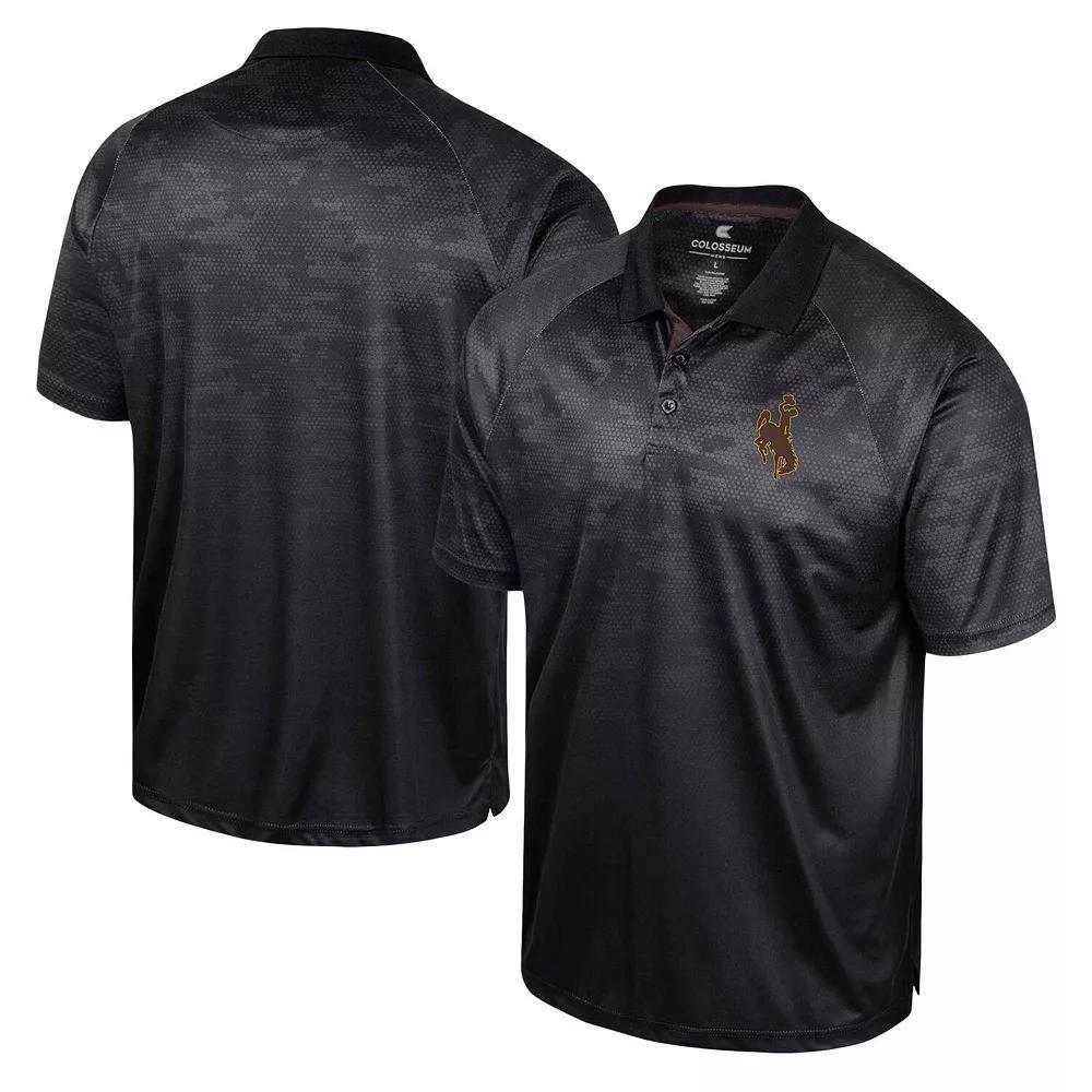 Men's Colosseum Black Wyoming Cowboys Honeycomb Raglan Polo, Size: Large, Wyo Black Product Image