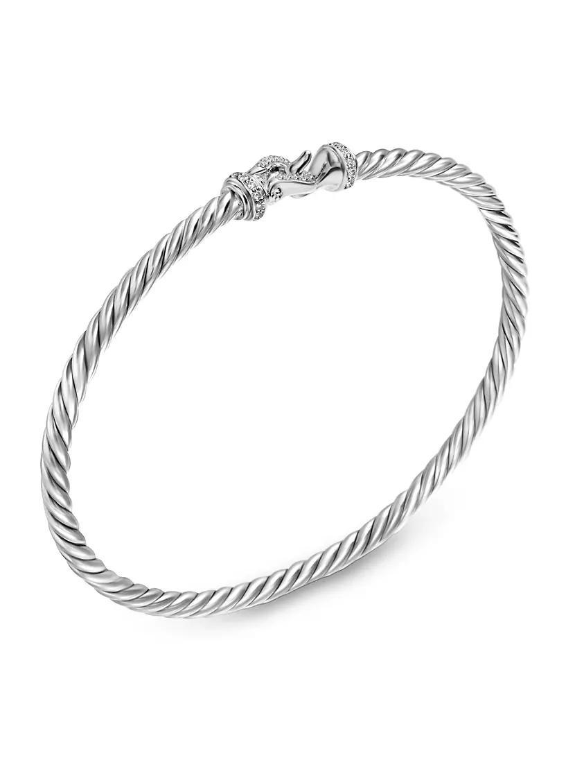 Womens Buckle Classic Cable Bracelet in Sterling Silver Product Image