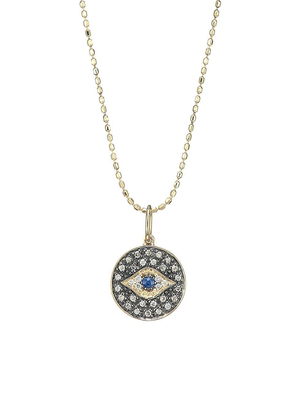 Small Diamond Evil Eye Medallion Necklace Product Image