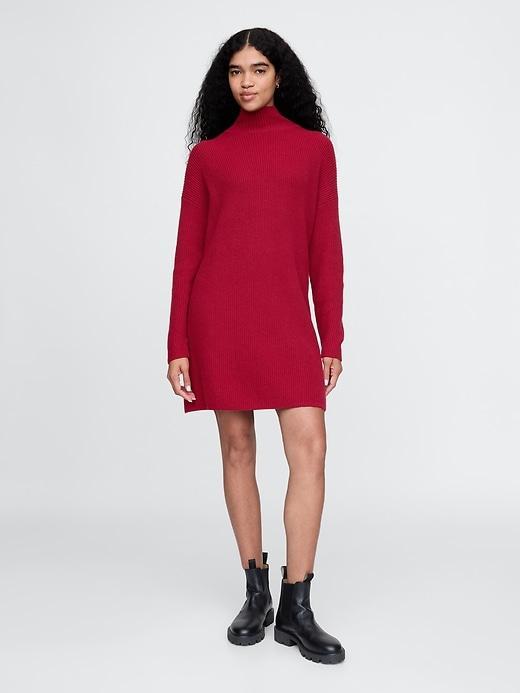 CashSoft Rib Turtleneck Mini Sweater Dress Product Image