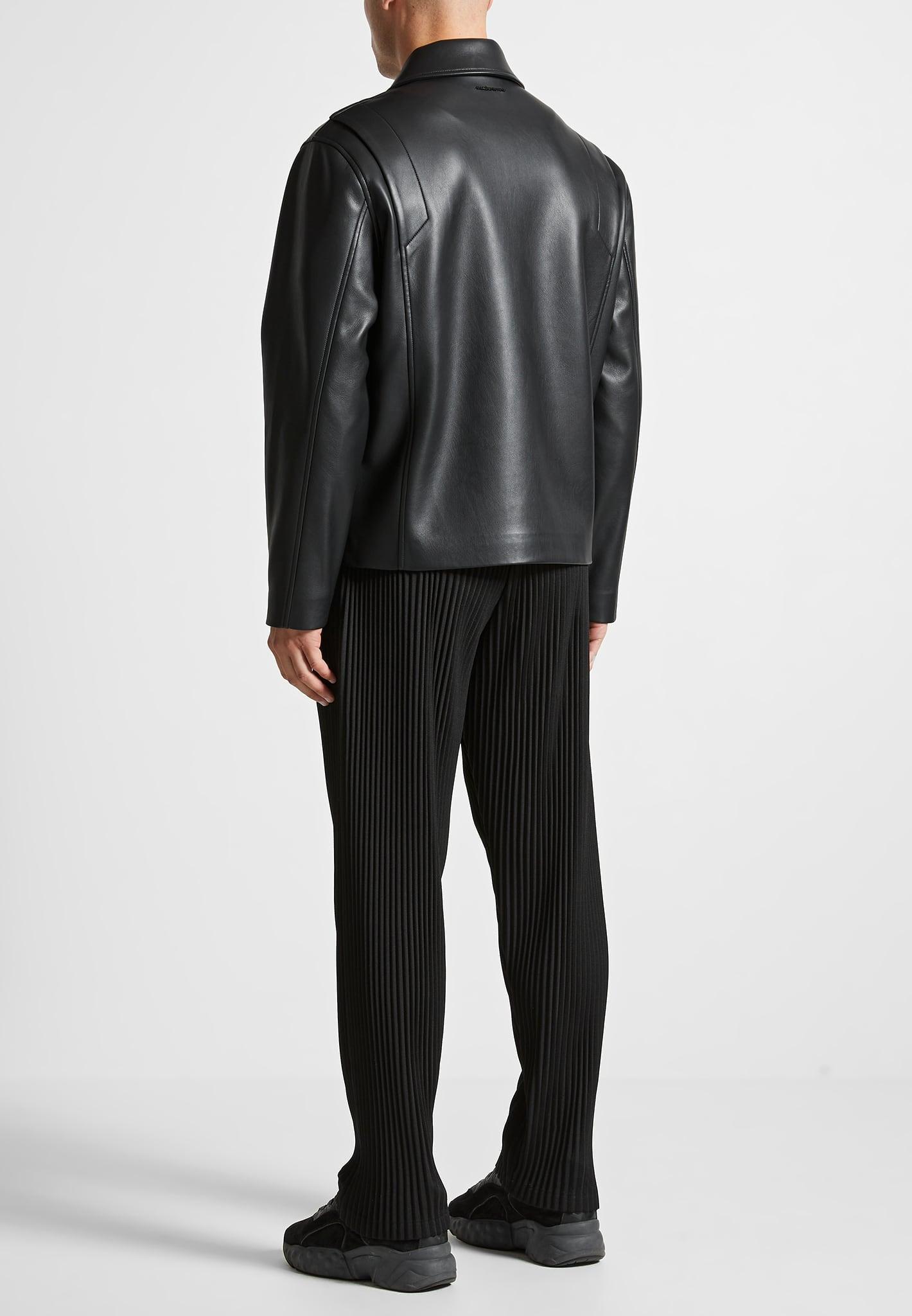 Leather Minimal Boxy Jacket - Black Male Product Image
