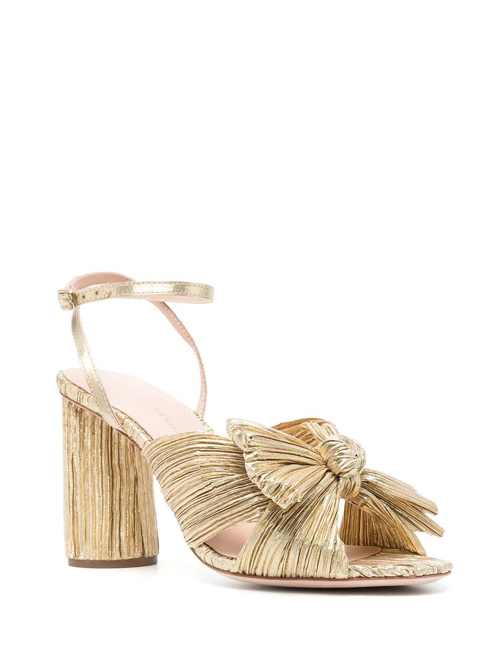 Camellia pleated leather sandals Product Image