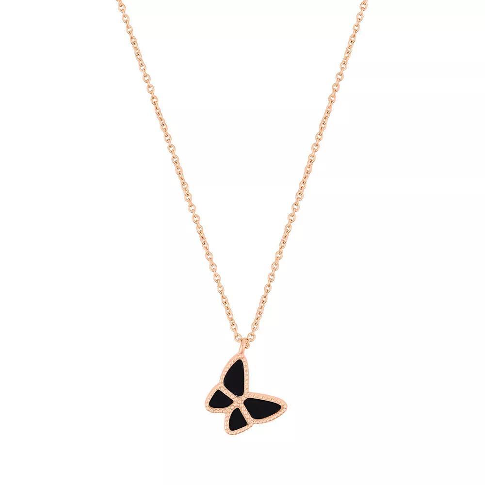 Adornia 14k Gold Tone Butterfly Necklace, Women's, Size: 16-20" ADJ, Rose Tone Black Product Image