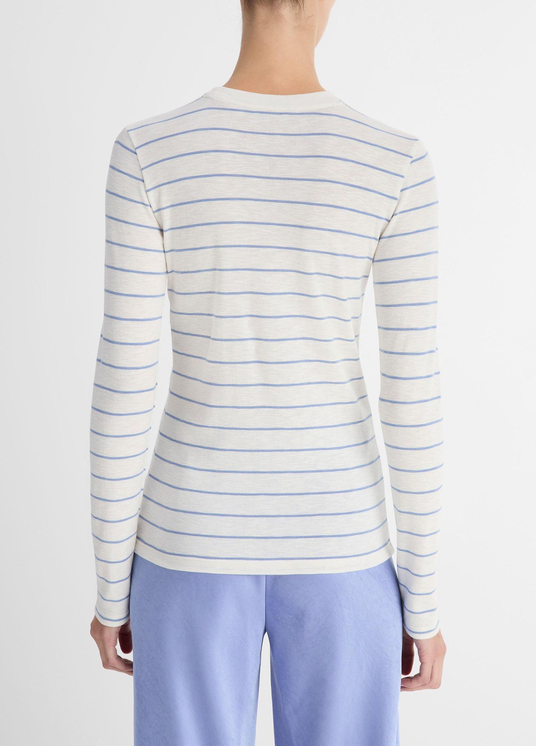 Womens Striped Cotton-Blend Long-Sleeve T-Shirt, Coastal Combo, Size M Vince Product Image