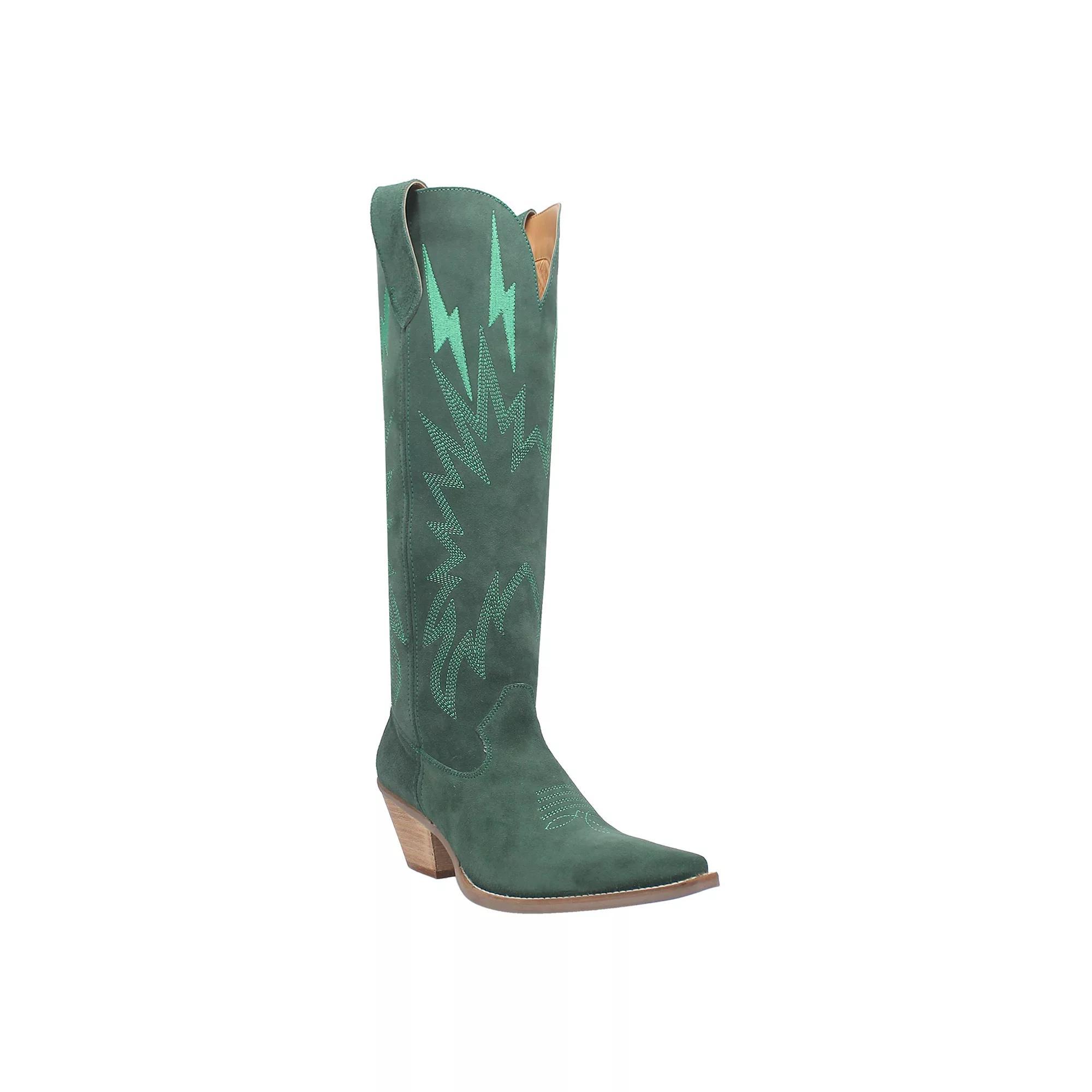 Dingo Thunder Road Women's Suede Knee-High Boots, Size: 8, Green Product Image