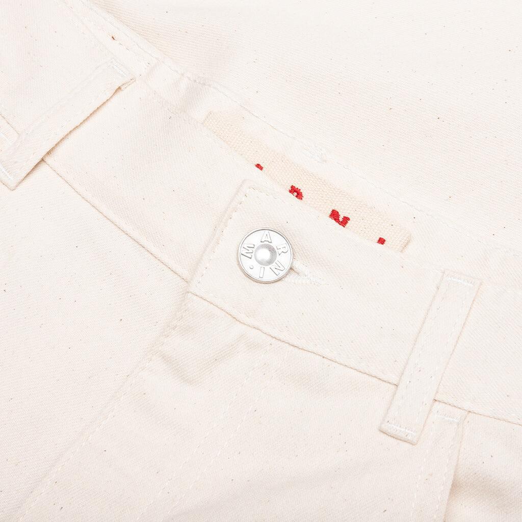 Cream Denim Shorts with Trunakaroo Plaque - Bone Male Product Image