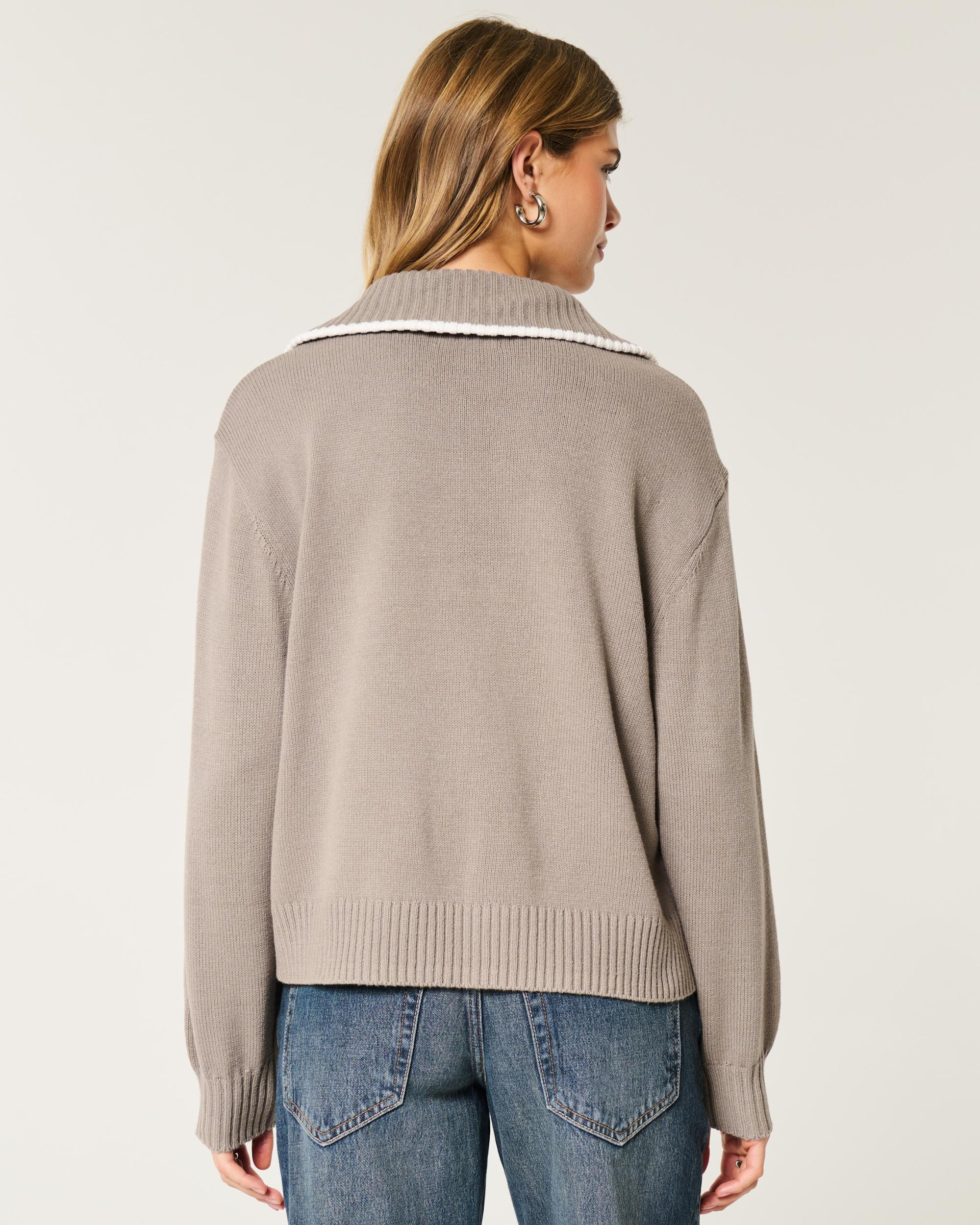 Oversized New York Graphic Half-Zip Sweater Product Image
