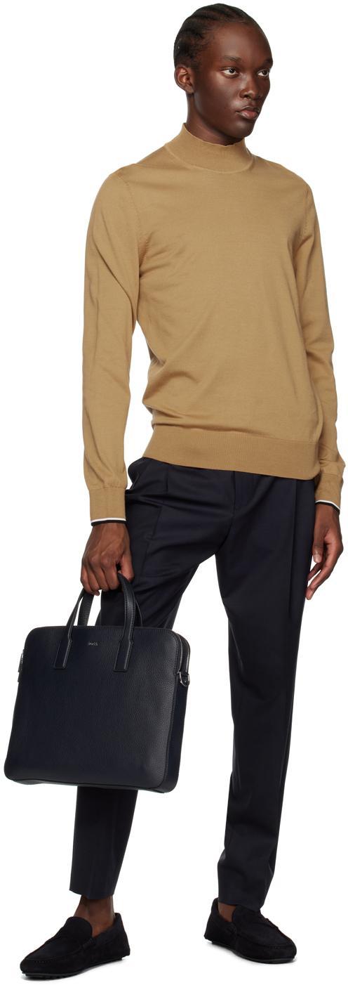 HUGO BOSS Brown Mock Neck Sweater In Medium Beige 260 Product Image