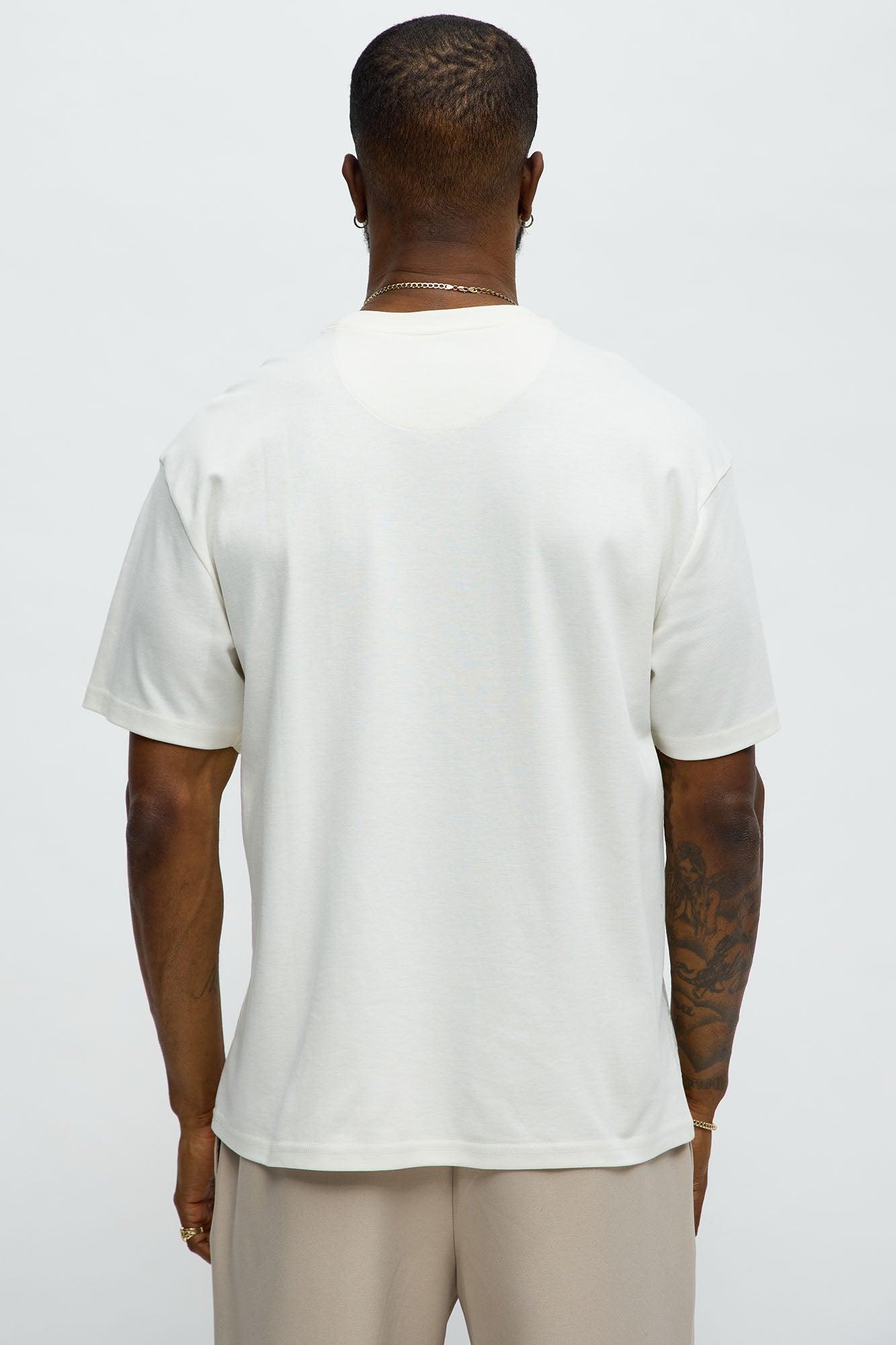 Textured Geometric Short Sleeve Tee - Off White Product Image