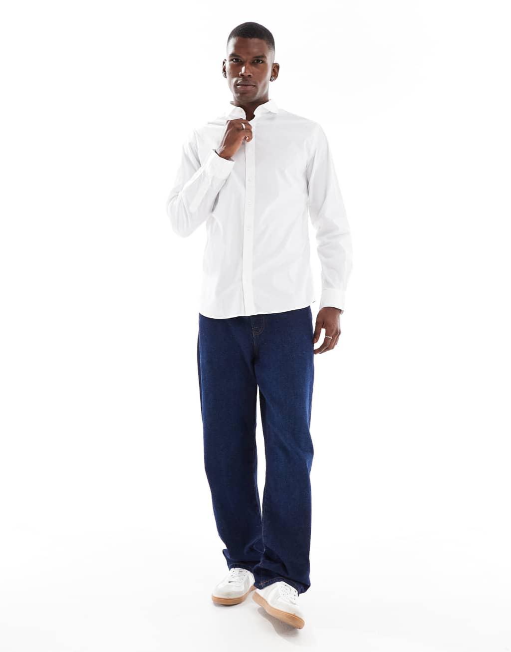 Jack & Jones slim fit shirt in white Product Image