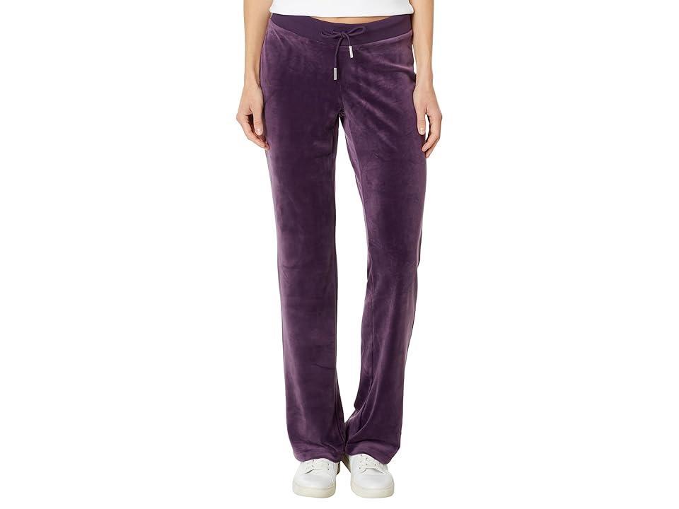 Juicy Couture Solid Rib Waist Velour Pant W/Drawcord (Plum) Women's Clothing Product Image