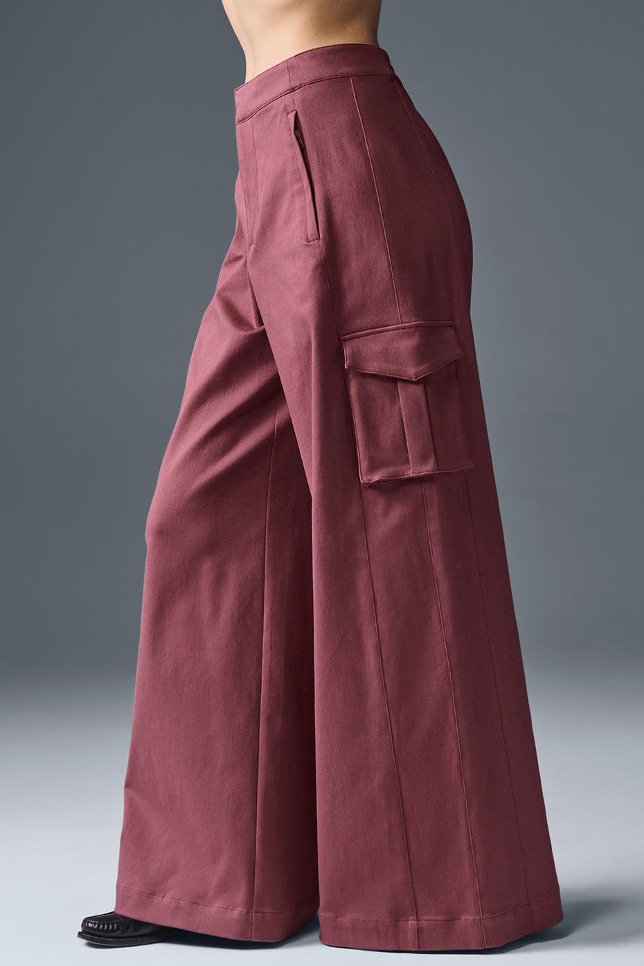 Show Off Cargo Wide Leg Trouser (Regular) - Burgundy Truffle Product Image