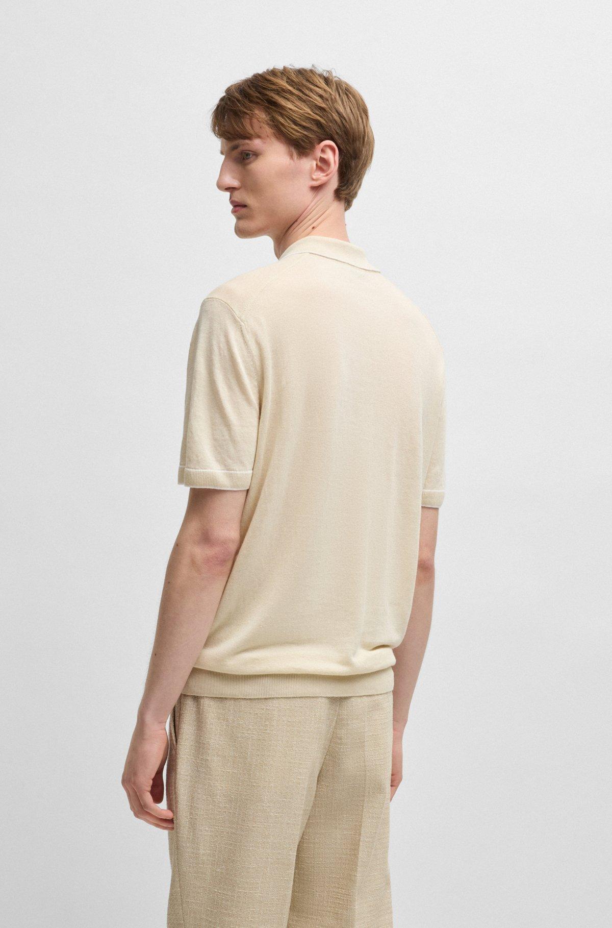Linen-blend sweater with zip placket Product Image