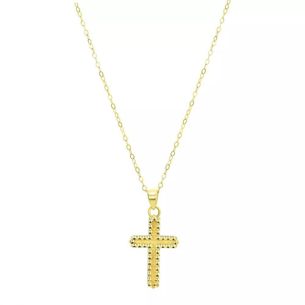 Forever 14K 14k Gold Diamond-Cut Cross Pendant Necklace, Women's, Size: 18" Product Image