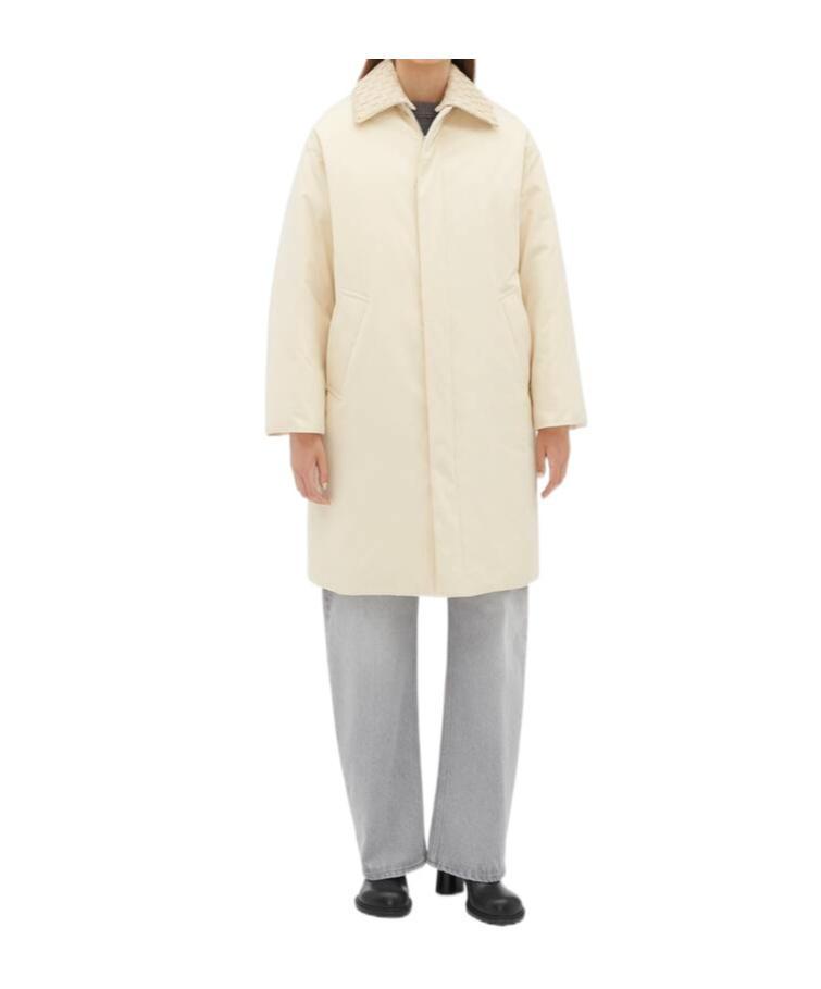 BOTTEGA VENETA Leather-trimmed Cotton-blend Coat In Nude Product Image