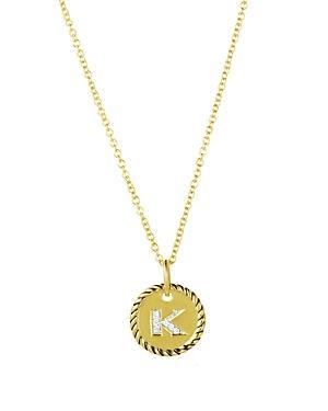David Yurman Cable Collectibles Initial Pendant with Diamonds in Gold on Chain, 16-18 Product Image