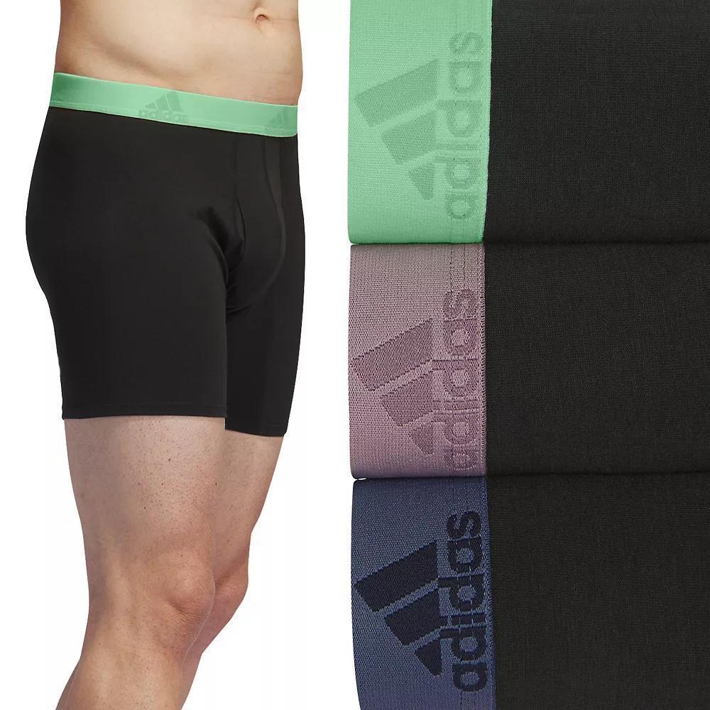 Men's adidas 3-pack Cotton Stretch Boxer Briefs, Size: Large, Black Semi Green Fig Product Image