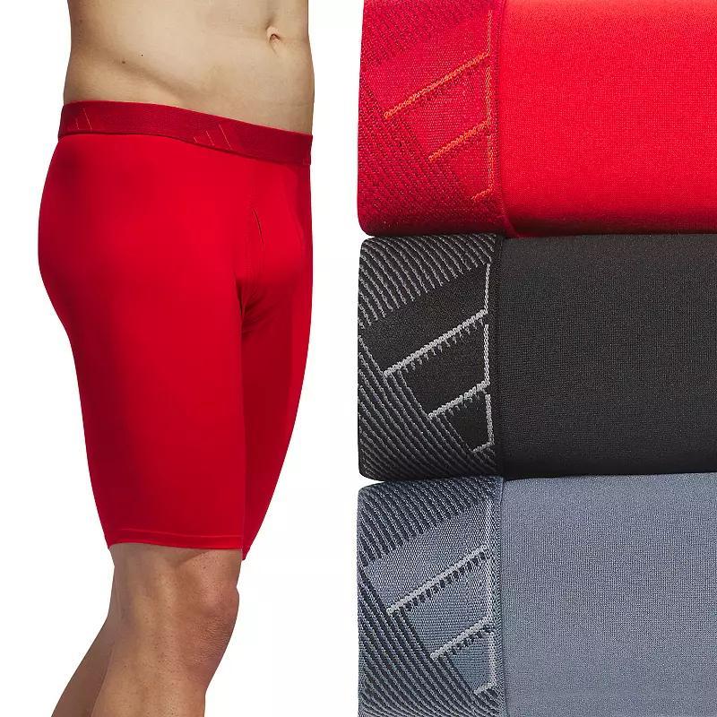 Men's adidas 3-pack Microfiber Long Boxer Briefs, Size: XL, Better Red Black Product Image