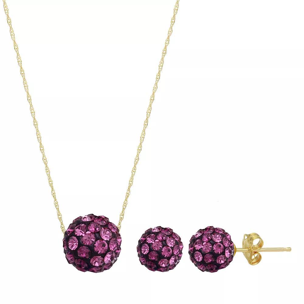 Sterling Silver Crystal Fireball Necklace & Stud Earring Set, Women's, Size: 18", Purple Product Image