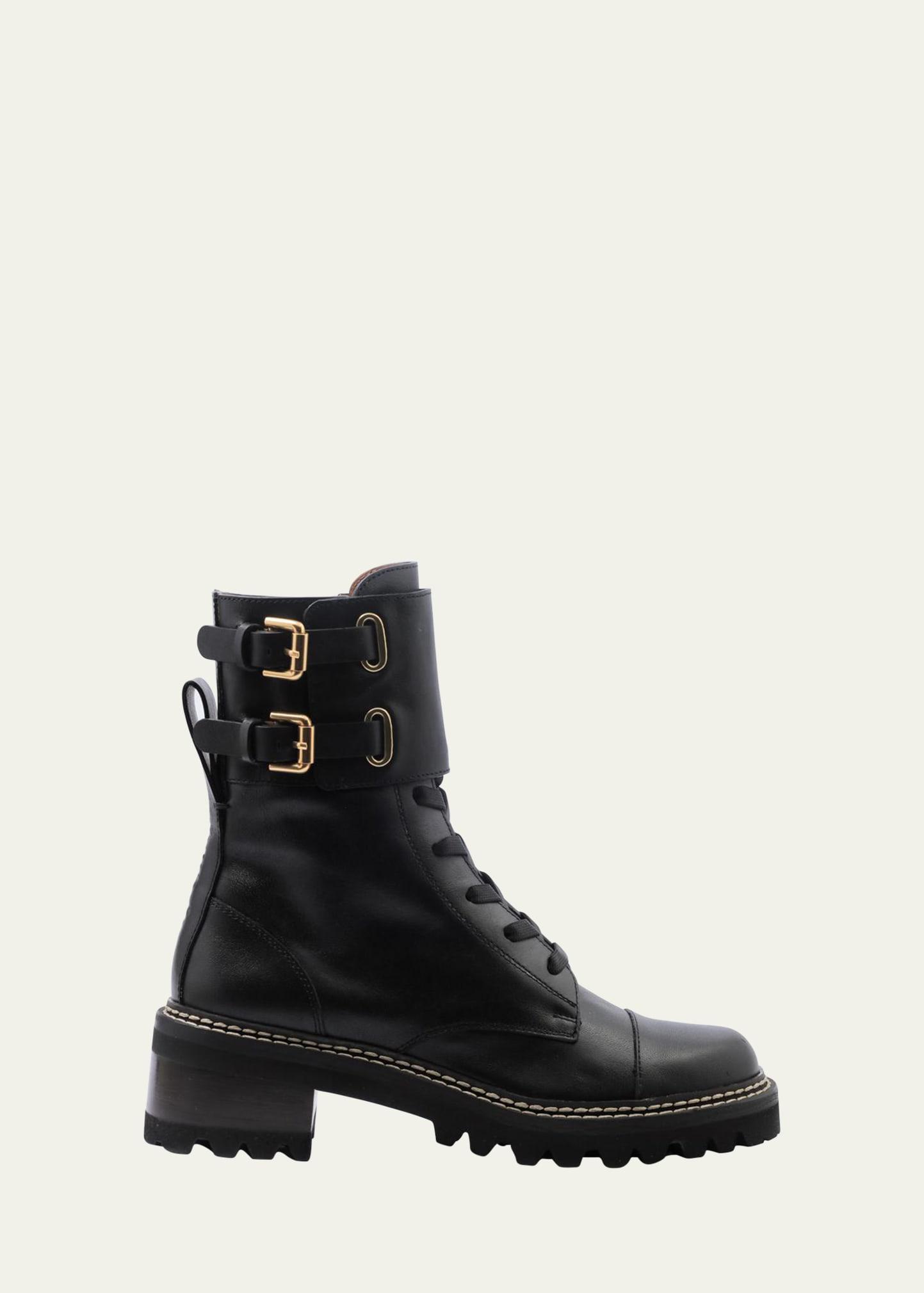 Womens Mallory Leather Combat Boots Product Image