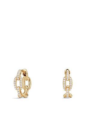 David Yurman Stax Chain Link Huggie Hoop Earrings with Diamonds in 18K Gold Product Image