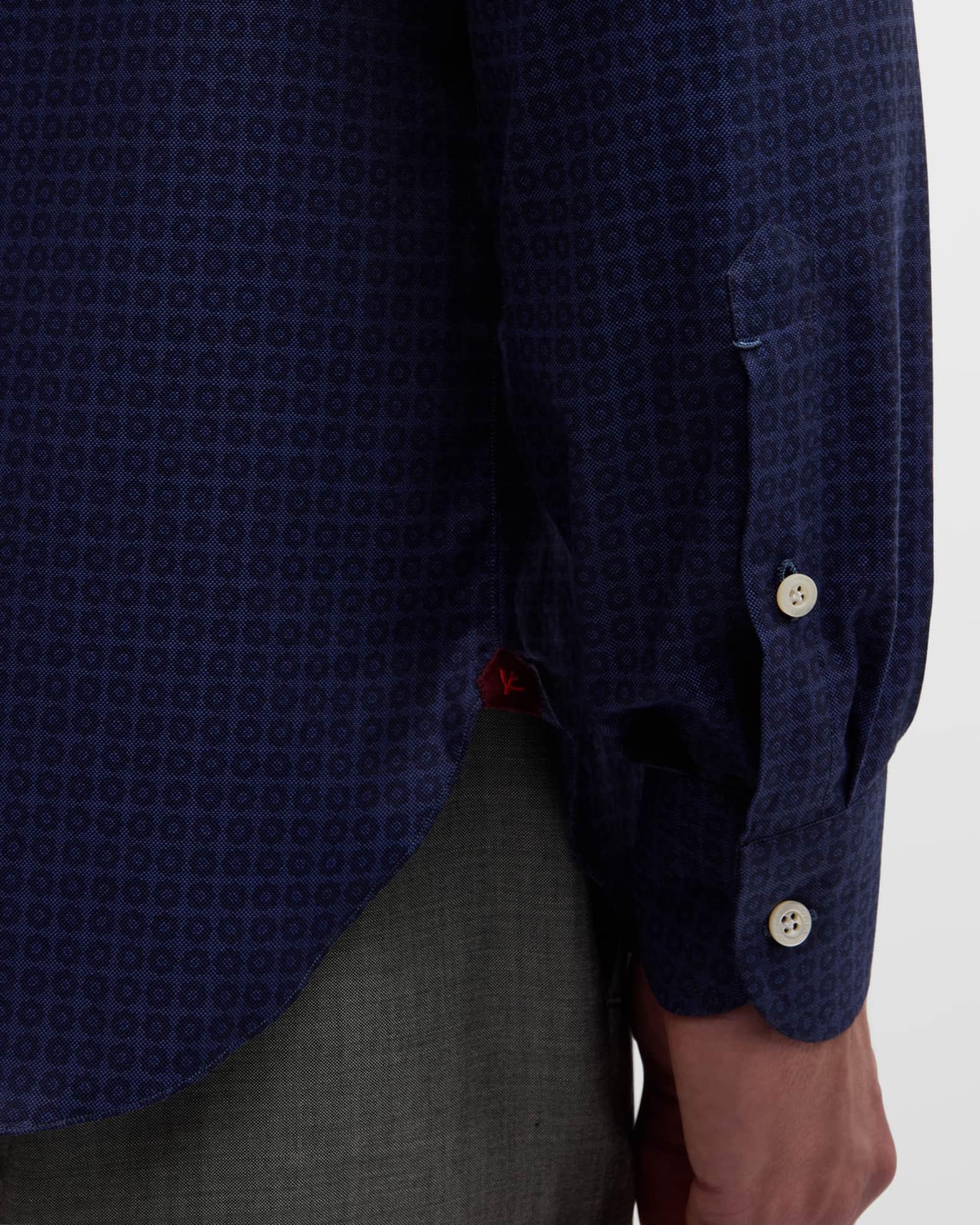 Men's Tonal Geometric Cotton Sport Shirt Product Image