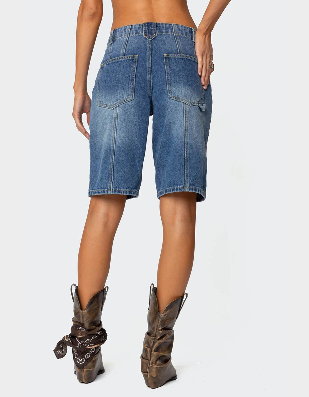 EDIKTED Tris Low Rise Denim Bermuda Shorts Product Image