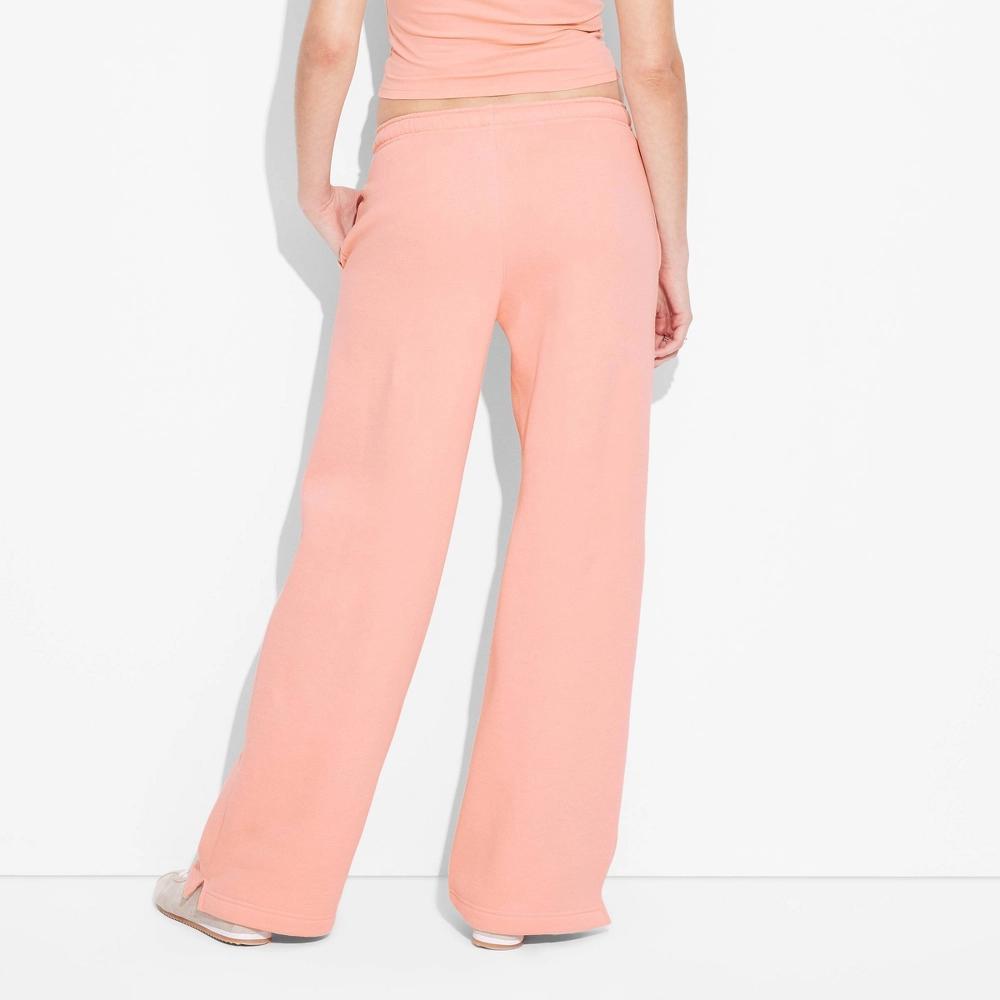 Women's High-Rise Straight Leg Sweatpants - Wild Fable™ Peach Orange M: Fleece, Drawstring Waistband, Side Pocket Product Image