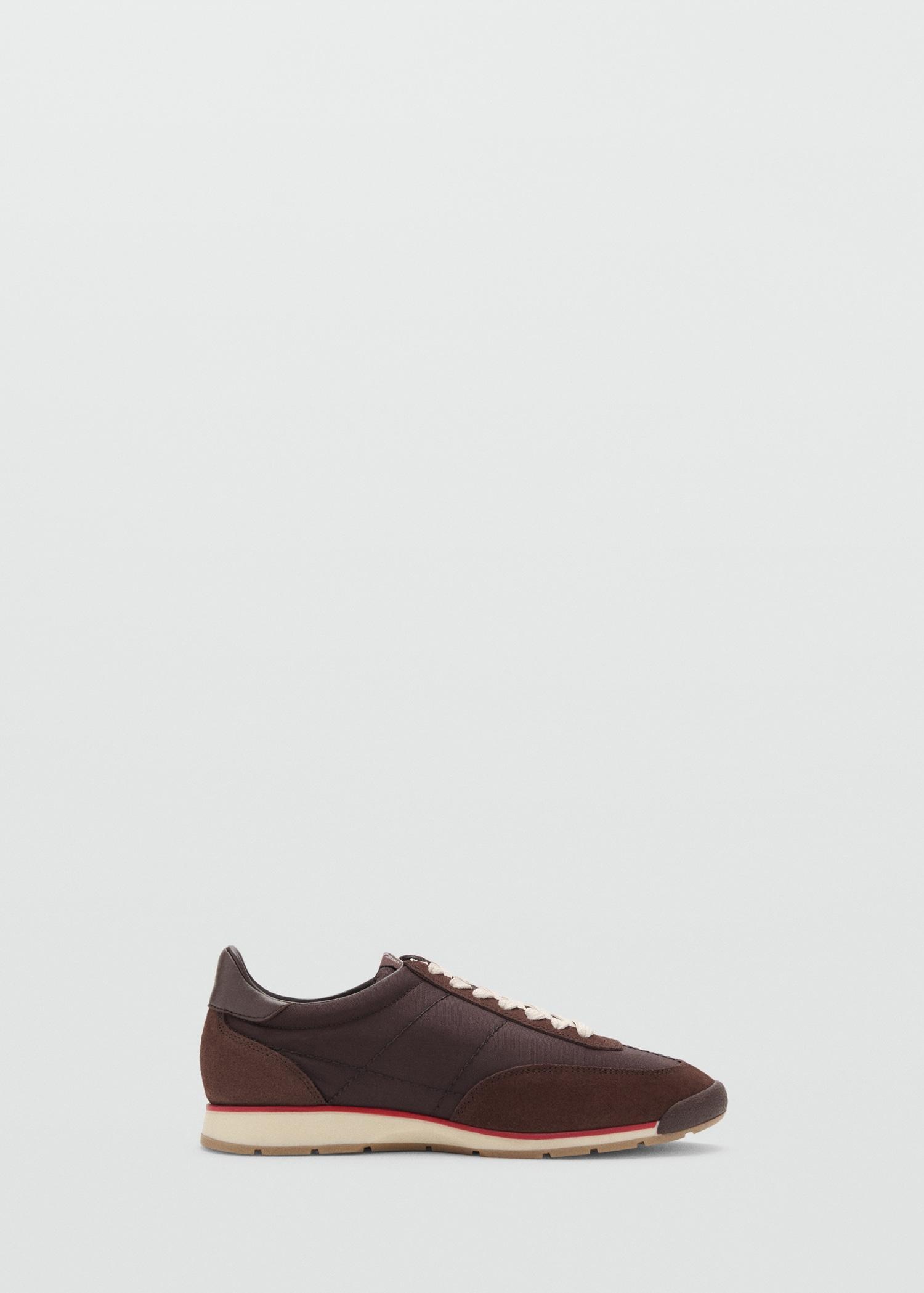 Sneakers with contrasting stripe and suede panels - Women | MANGO USA Product Image
