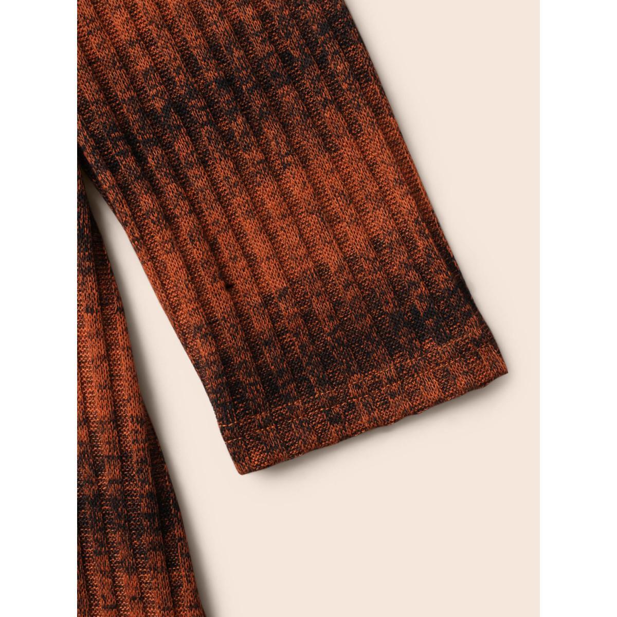 Plus Size Ombre Striped Rib Knit Slim Fit Dress OrangeRed Women Casual Texture Round Neck Long Sleeve Curvy BloomChic 10/M Product Image
