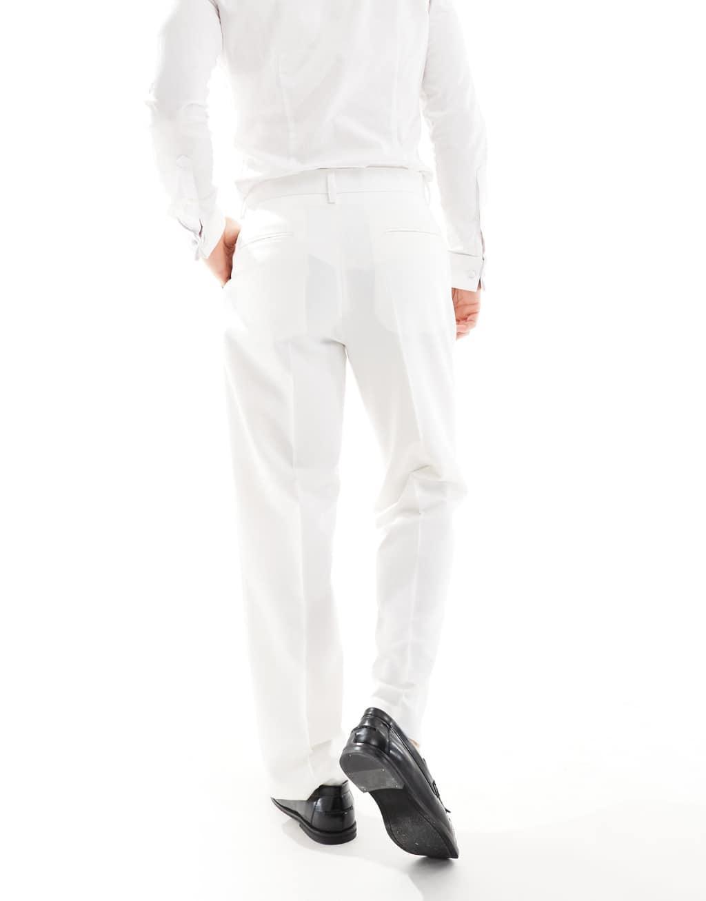 ASOS DESIGN smart straight leg pants in white Product Image