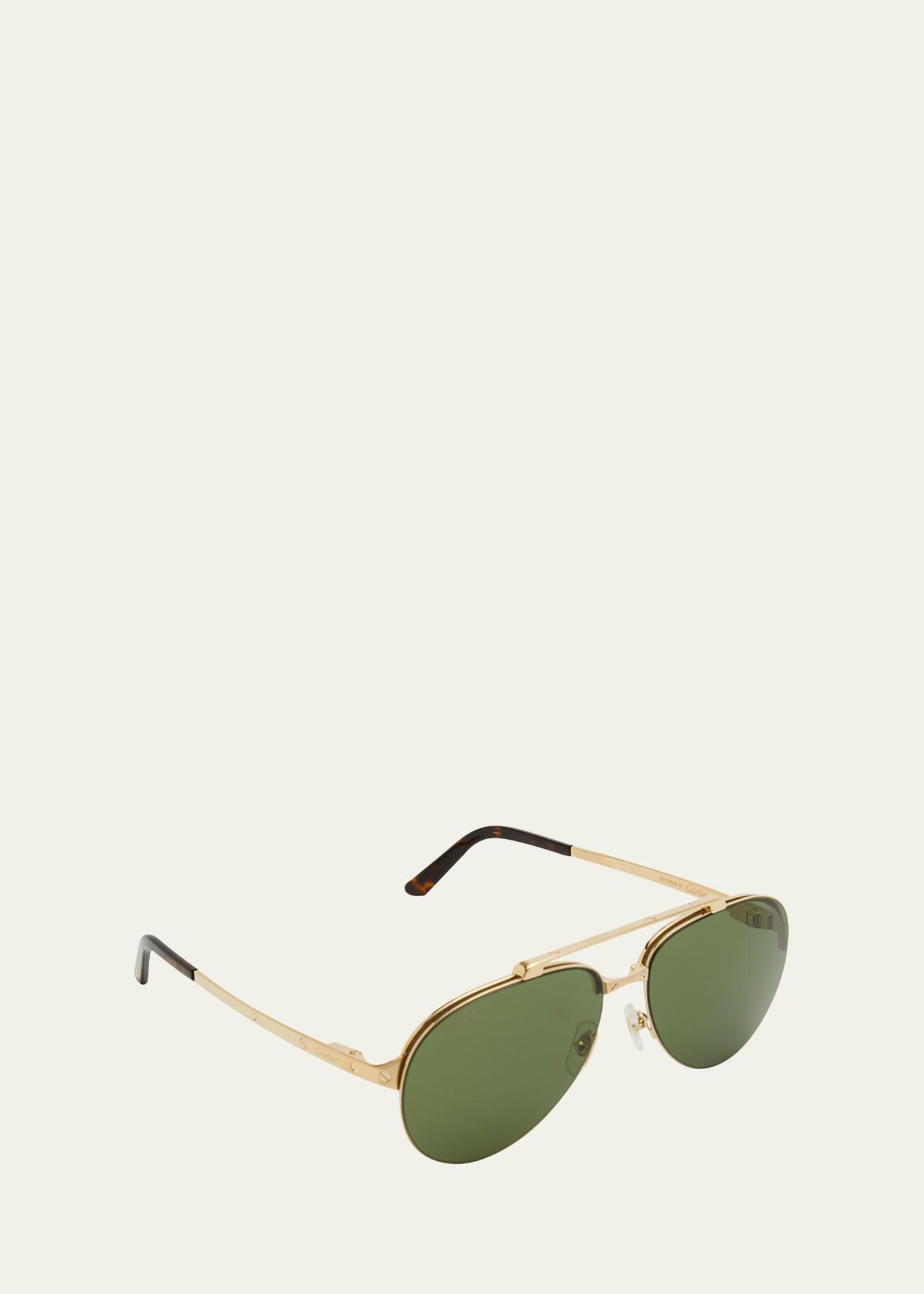 Mens Metal Double-Bridge Aviator Sunglasses Product Image