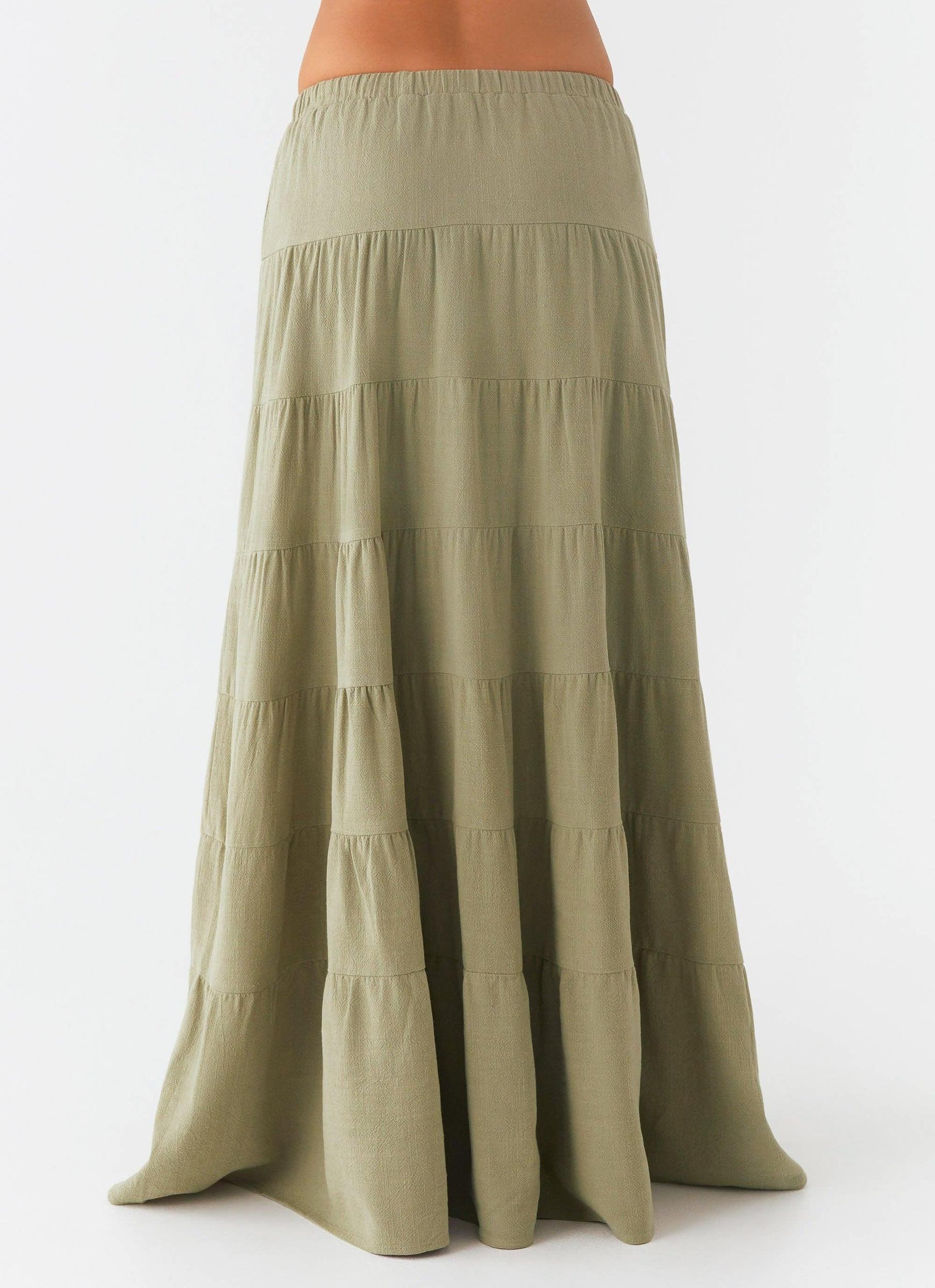 Mariella Linen Maxi Skirt - Sage Product Image