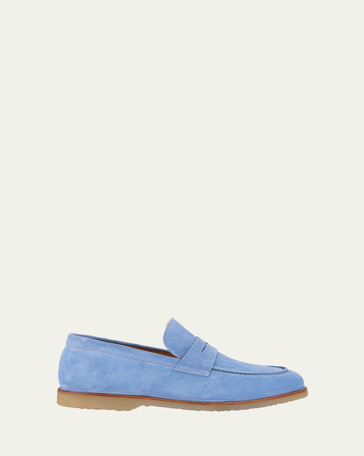 Mens Suede Flex Rubber Sole Penny Loafers Product Image