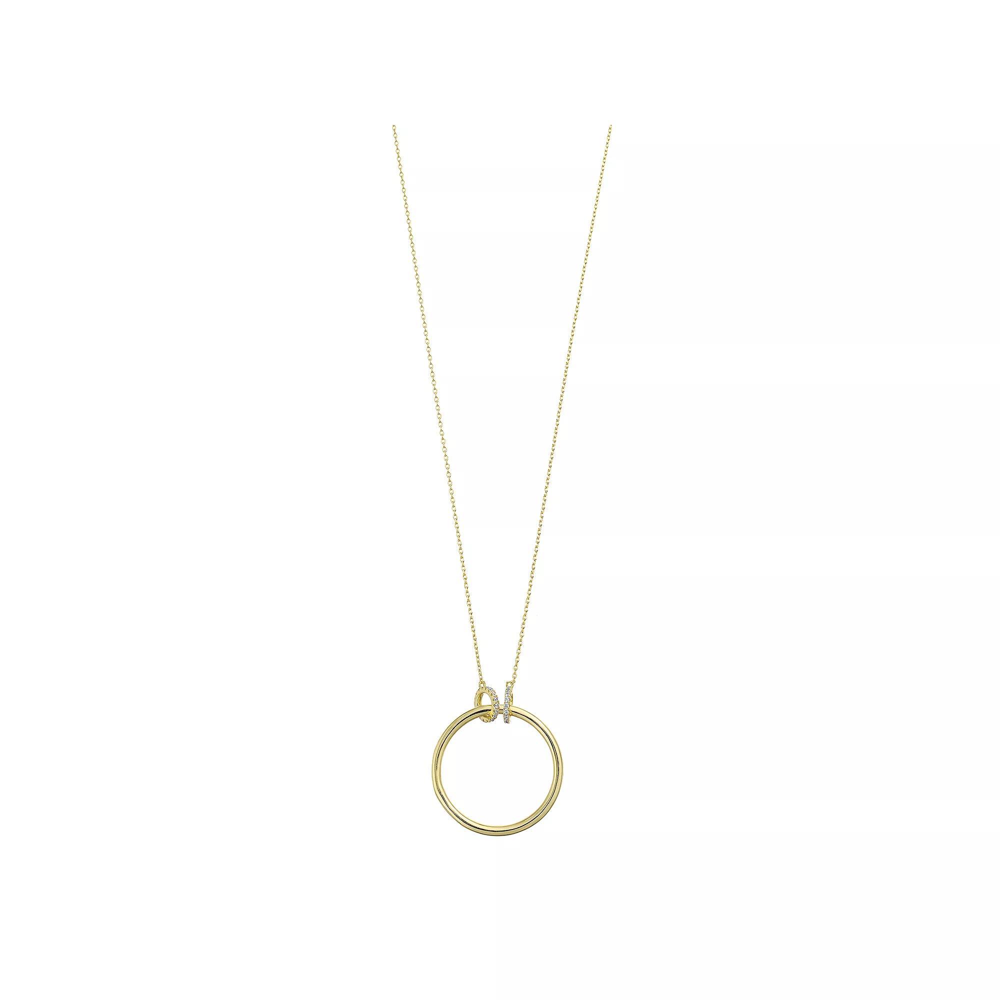 14k Gold Over Silver Cubic Zirconia Open Circle Pendant Necklace, Women's, Size: 16-18" ADJ, Sterling Product Image