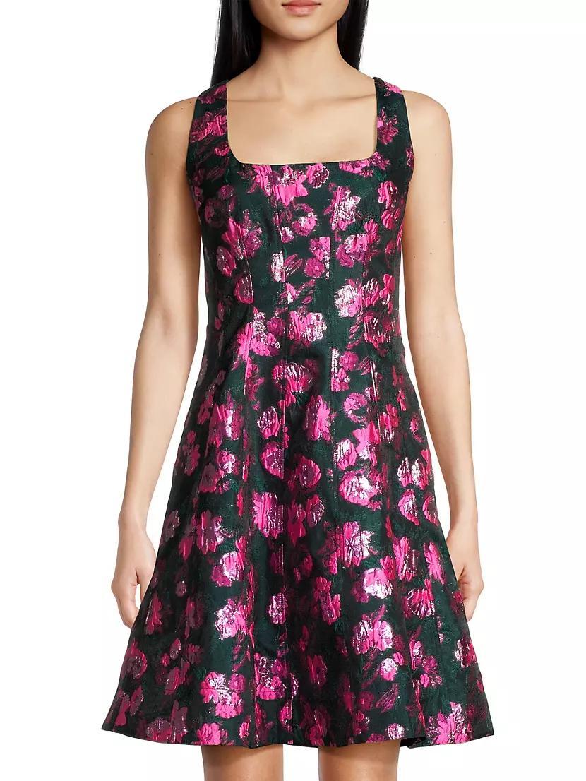 Leya Metallic Floral Jacquard Dress Product Image
