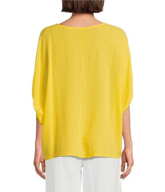 M Made in Italy Crew Neck Elbow Sleeve Poncho Top Product Image