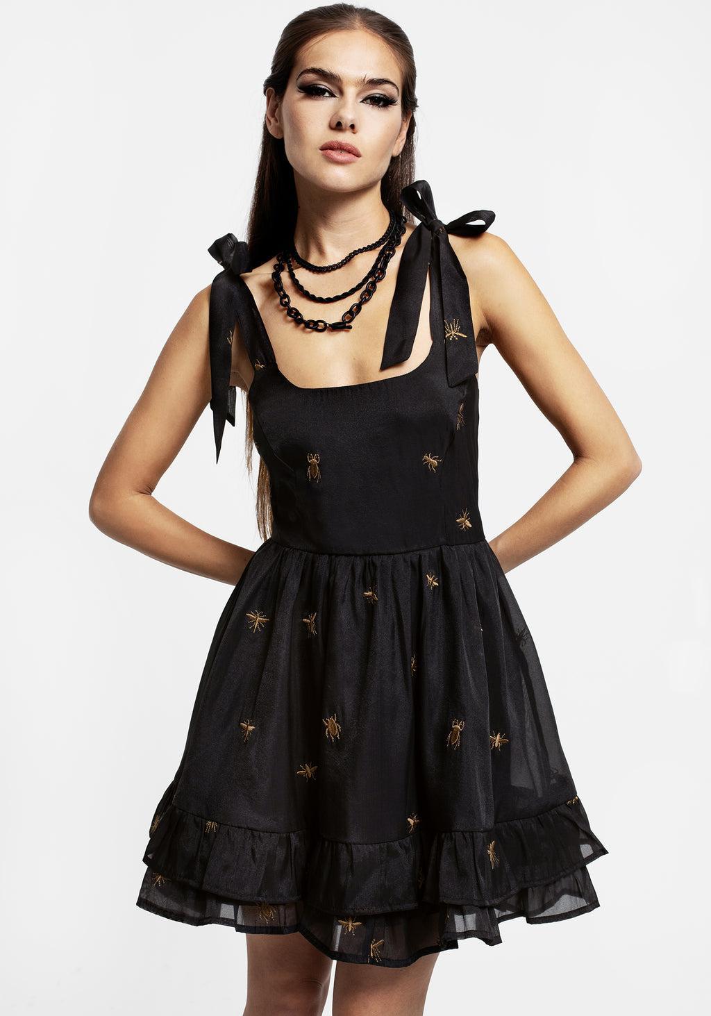 Insectarium Embroidered Organza Tiered Corset Mini Dress Product Image
